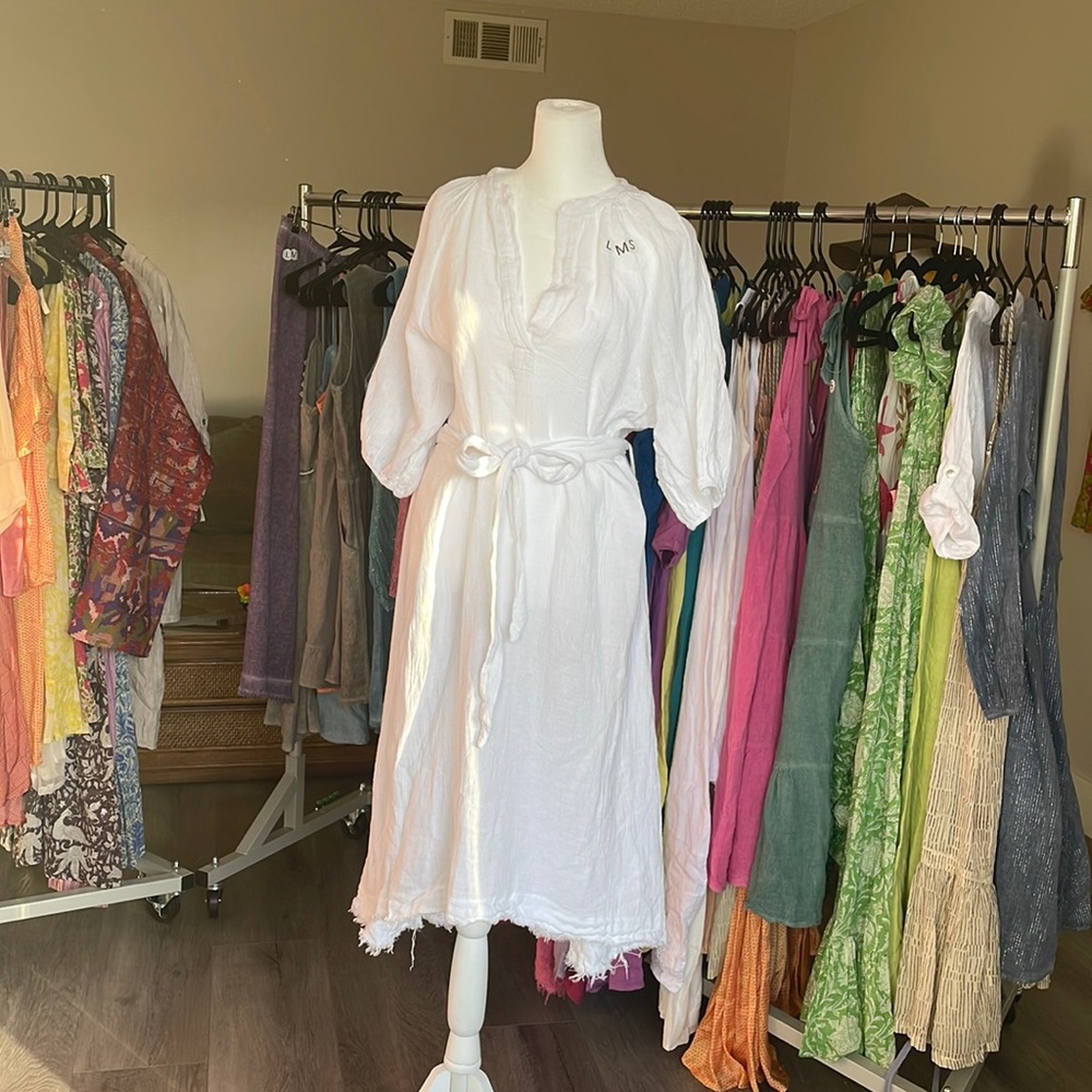 Rough Cotton Dress. Made in Italy. Boho-Chic